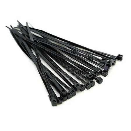 Abraçadeira de Nylon 200 x 2,5 mm Preta - Pacote 100 Unidades