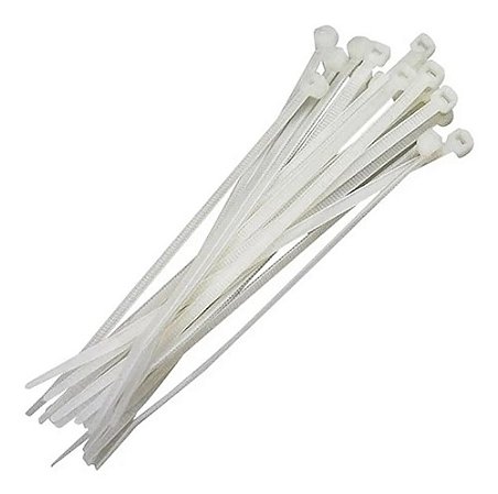 Abraçadeira de Nylon 200 x 2,5 mm Branca - Pacote 100 Unidades