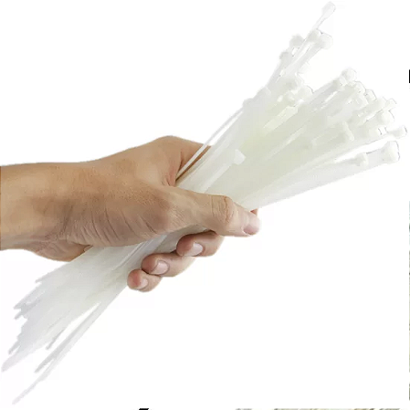 Abraçadeira de Nylon 200 x 3,6 mm Branca - Pacote 100 Unidades