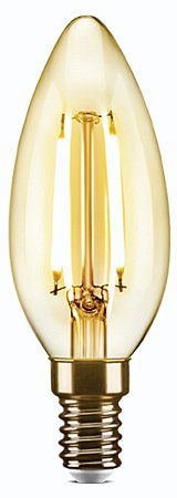 Lâmpada Filamento Led Retrô Vela Âmbar 2200K E14 2W 110V