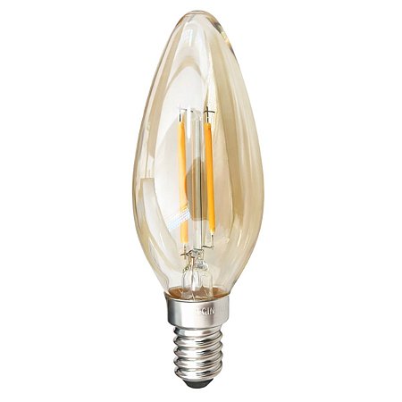 Lâmpada Filamento Led Retrô Vela Âmbar 2200K E14 2W 220V C35