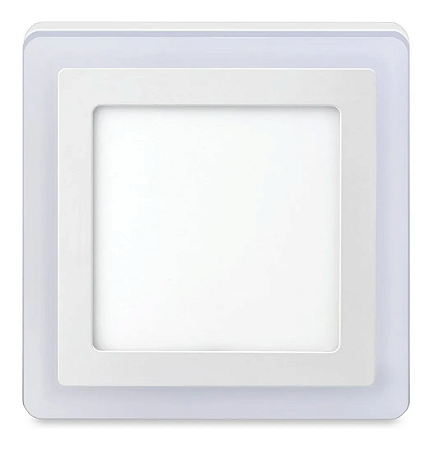 Luminária Led Sobrepor Quadrada 3 Estágios Branco Frio 12W+6W 6500K+6500K Bivolt