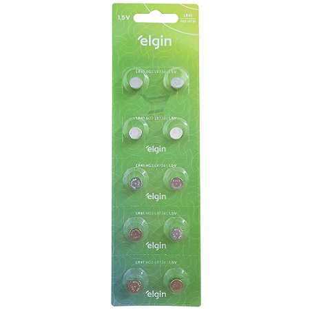 Bateria Alcalina Energy LR41 Cartela com 10 Elgin