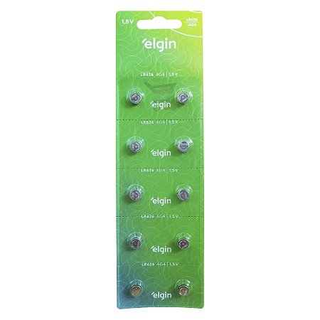 Bateria Alcalina Energy LR626/AG4 Cartela com 10 Elgin