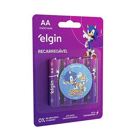Pilha Recarregável AA 2500mAh Cartela com 4 Elgin
