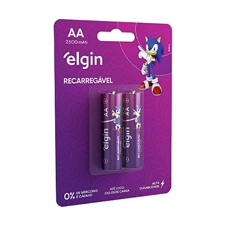 Pilha Recarregável AA 2500mAh Cartela com 2 Elgin