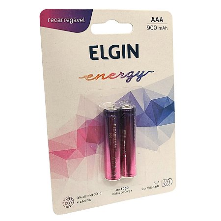 Pilha Recarregável AAA 900mAh Cartela com 2 Elgin