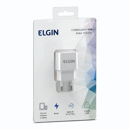 Carregador USB para Tomada com 1 Saída 5W Bivolt Elgin