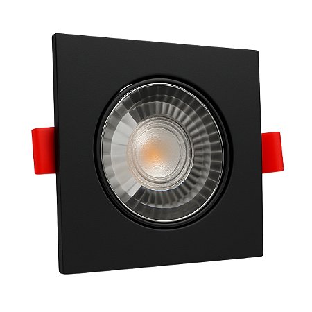 Spot Led Quadrado 5W Branco Quente 3000k Bivolt Preto