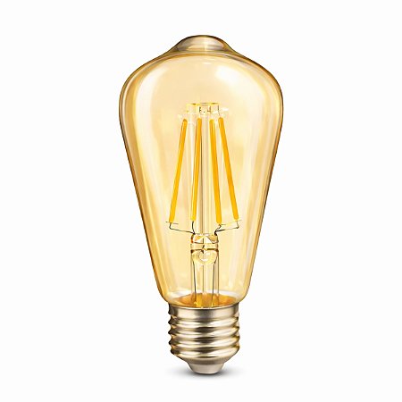 Lâmpada Filamento Led Retrô Pera ST64 Âmbar 2200K E27 4W Bivolt