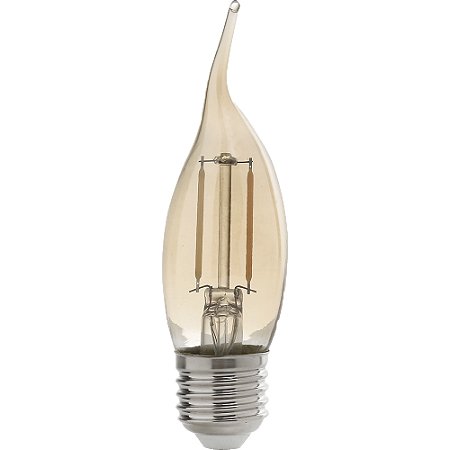 Lâmpada Filamento Led Retrô Vela Chama Âmbar 2200K E27 Dimerizável 4W 110V