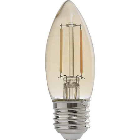 Lâmpada Filamento Led Retrô Vela Âmbar 2200K E27 2W Bivolt