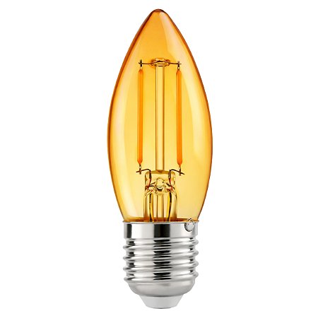 Lâmpada Filamento Led Retrô Vela Âmbar 2200K E27 2W Bivolt