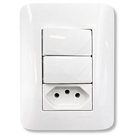 Conjunto 4x2 com 2 Interruptores Simples 10A + 1 Tomada 2P+T 10A/250V