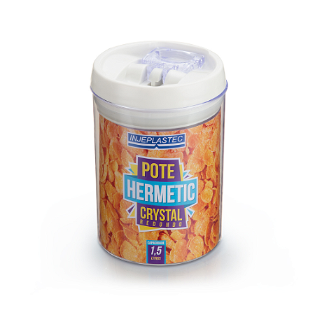 Pote Hermético Crystal Redondo em Acrílico Médio 1,5L