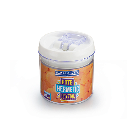 Pote Hermético Crystal Redondo em Acrílico Pequeno 900ml