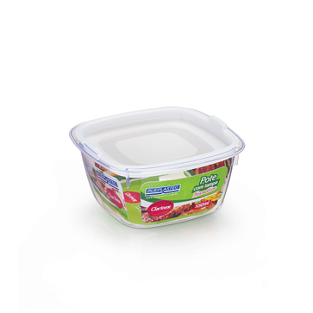 Pote Hermético Clarinex Quadrado em Acrílico Pequeno 550ml