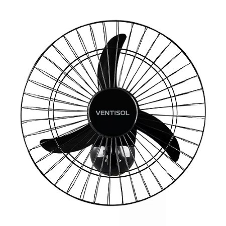 Ventilador de Parede Premium Oscilante Comercial 50cm 3 Pás Bivolt Preto Ventisol