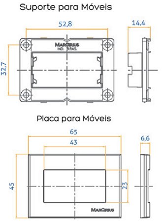 Tomada Carregador USB 1A Bivolt para Embutir em Móvel Linha Sleek 65x45mm Marrom