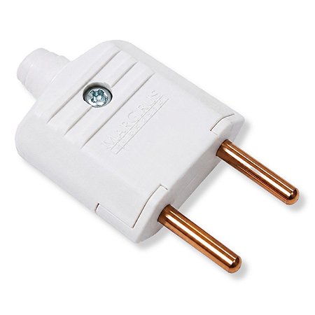 Plugue Desmontável Macho Adaptador 2 Pino 180º de 10A