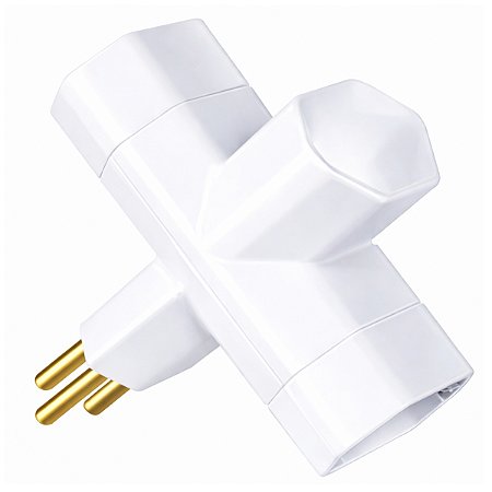 Adaptador de Tomada Tipo T Benjamim 2P+T de 10A