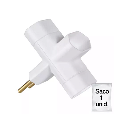 Adaptador de Tomada Tipo T Benjamim 2P de 10A