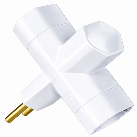 Adaptador de Tomada Tipo T Benjamim 2P de 10A