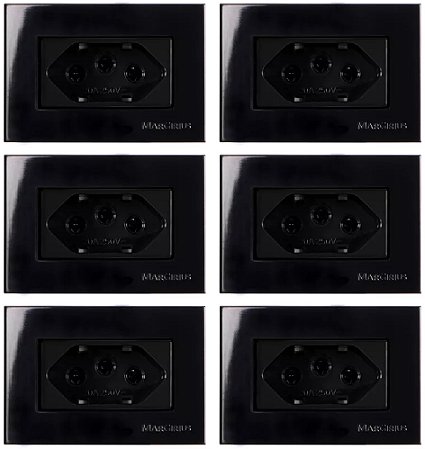 Tomada Simples 2P+T 10A/250V para Embutir em Móvel Linha Sleek 65x45mm Preto Ebony