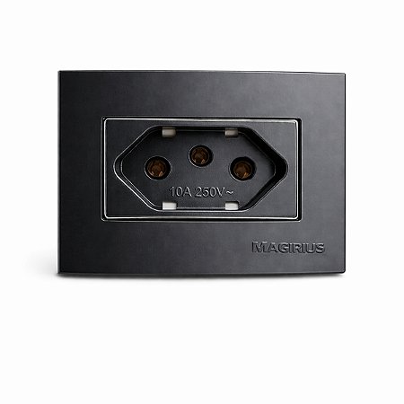 Tomada Simples 2P+T 10A/250V para Embutir em Móvel Linha Sleek 65x45mm Preto Ebony