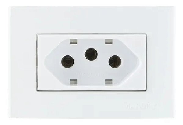 Tomada Simples 2P+T 20A/250V para Embutir em Móvel Linha Sleek 65x45mm Branco