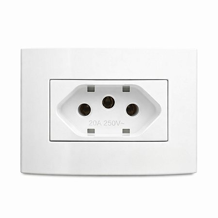 Tomada Simples 2P+T 20A/250V para Embutir em Móvel Linha Sleek 65x45mm Branco