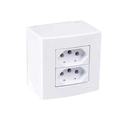 Caixa de Sobrepor com 2 Tomadas 2P+T 20A/250V 75x75mm Sleek Branco