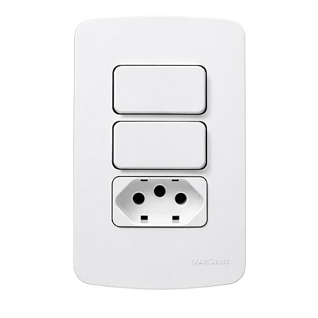 Placa 4×2 com 2 Interruptores Simples 10A 250V + 1 Tomada 2P+T 20A/250V Linha B3