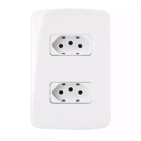 Placa 4x2 com 2 Tomadas Padrão Brasileiro 2P+T 10A/250V Linha B3