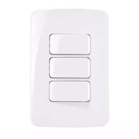 Placa 4x2 com 3 Interruptores Simples 10A/250V Linha B3
