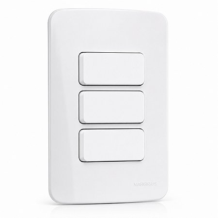 Placa 4x2 com 3 Interruptores Simples 10A/250V Linha B3