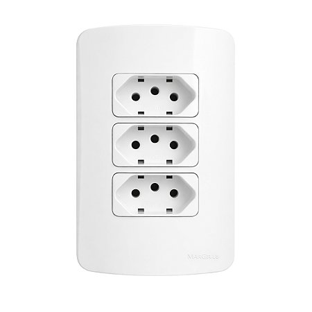 Placa 4x2 com 3 Tomadas Padrão Brasileiro 2P+T 10A/250V Linha B3