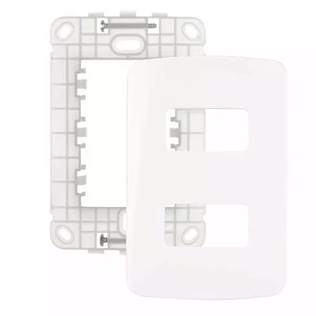 Placa 4x2 com 2 Postos Horizontais + Suporte Linha B3