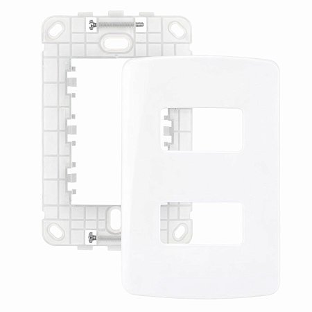 Placa 4x2 com 2 Postos Horizontais + Suporte Linha B3