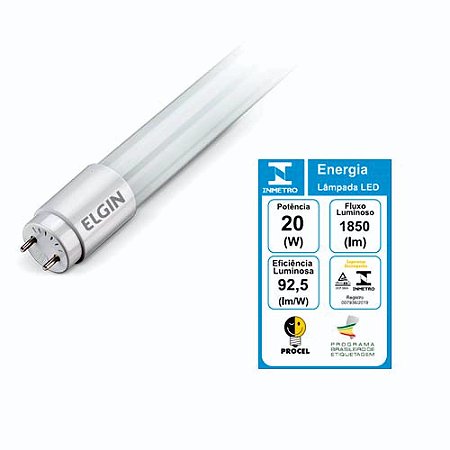 Lâmpada Tubular Led T8 Branco Frio 6500K 20W Bivolt