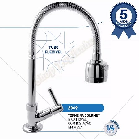 Torneira para Cozinha de Mesa com Tubo Flexível Gourmet C31 Olimar