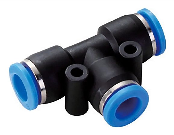 Conexão Pneumática Plástica Instantânea União em T 8mm
