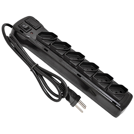 Filtro de Linho com 6 Tomadas em ABS Preto