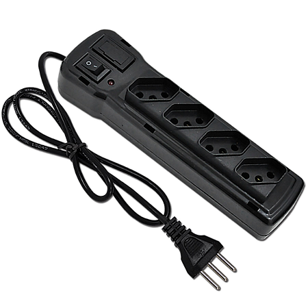 Filtro de Linho com 4 Tomadas em ABS Preto