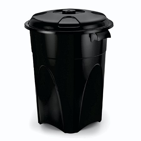 Cesto de Lixo com Tampa e Alças 100L Preto