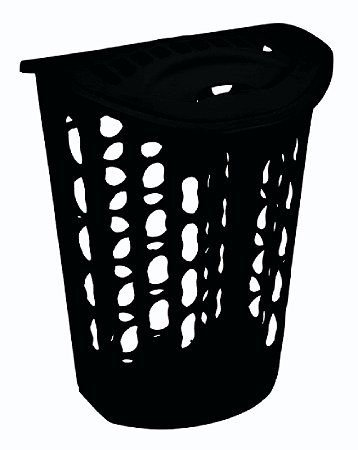 Cesto Telado com Tampa Organizador de Roupa Suja 40L Preto