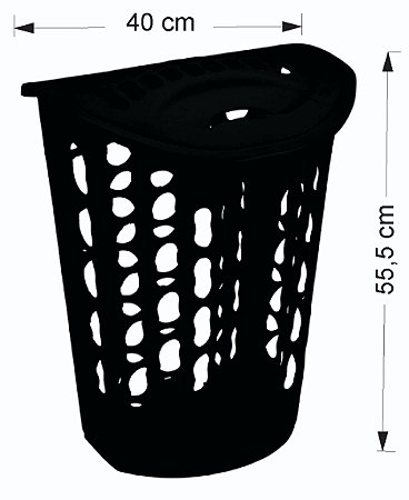 Cesto Telado com Tampa Organizador de Roupa Suja 40L Preto