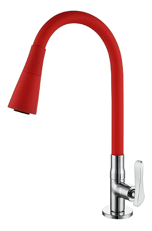 Torneira para Cozinha de Mesa Tubo Flexível Vermelha Cone Duplo Jato Sigma 1167