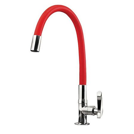 Torneira para Cozinha de Mesa Tubo Flexível Vermelha Jato Concentrado Sigma 1167