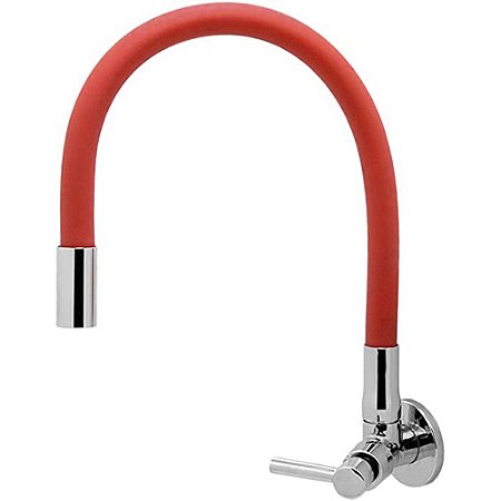 Torneira para Cozinha de Parede Tubo Flexível Vermelha Jato Concentrado Sigma 1168